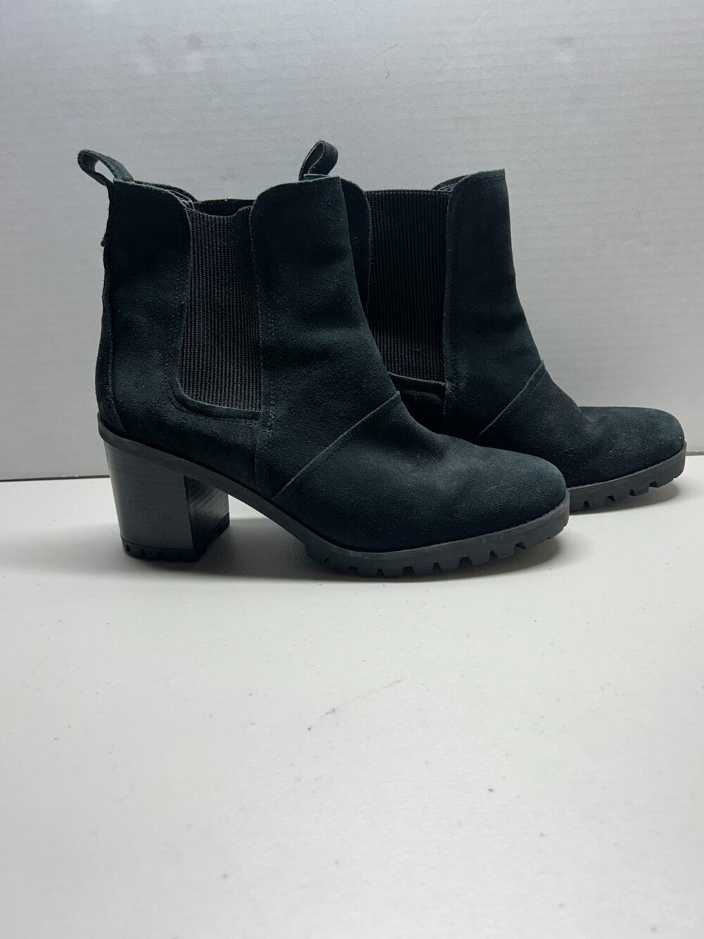 UGG Waterproof Ankle Boots Womens 12 Black Suede Chunky Heel Booties